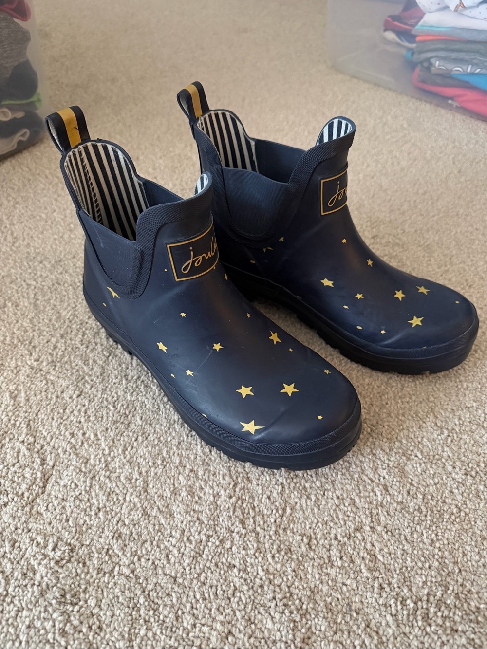 Joules Navy Star Gaze Wellibob Ankle Rain Boots Size 6 - Picture 2 of 6